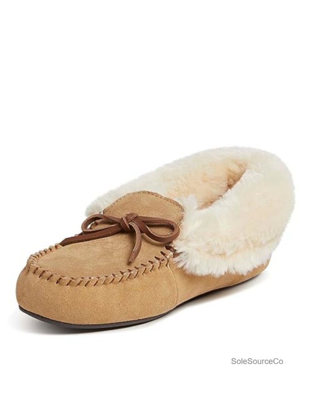 Dearfoams Suede Foldover Bootie Slipper with Tie